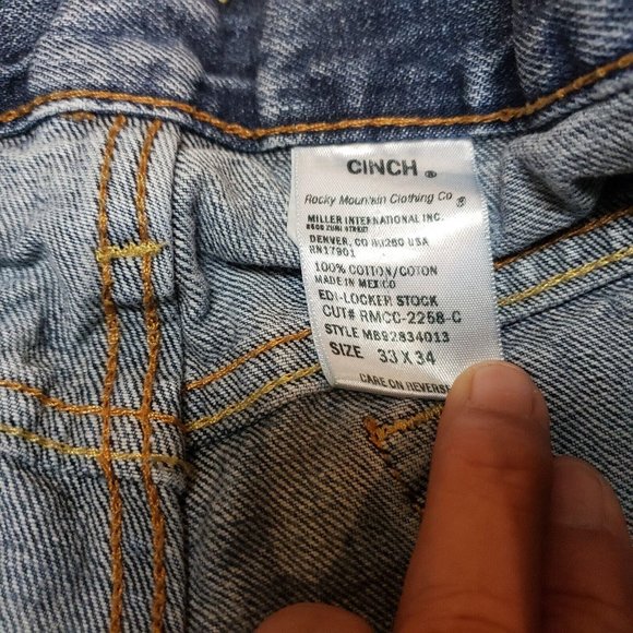 Cinch Jeans Mens Classic Straight Blue Medium Wash Denim 33X34 - Picture 7 of 8